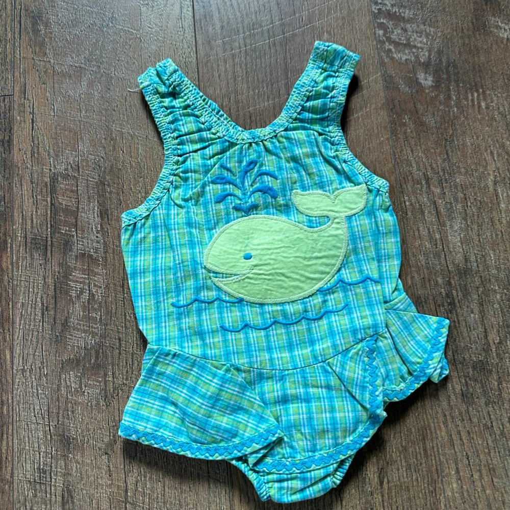 Baby The Bailey Boys One Piece Swimsuit 18 Months Blue Green Plaid Whale Boutiqu